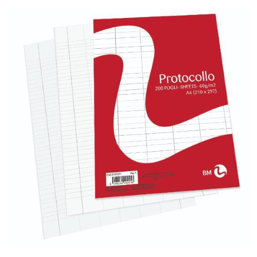 BE MORE RISMA CARTA PROTOCOLLO 60GR 200 FOGLI A RIGHE 0A BIANCO